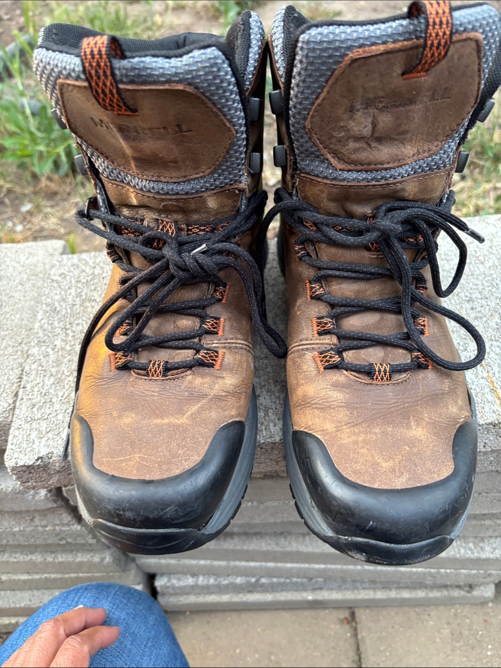 Merrell Brown and Black Waterproof Leather Hiking Boots - Picture 7 of 8